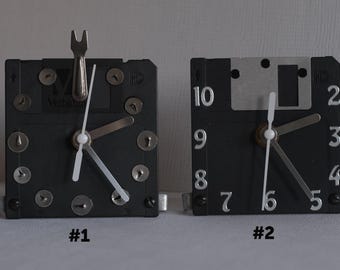 Unique Desk clock, Floppy disk clock, Recycled computer clock, Gift for geek