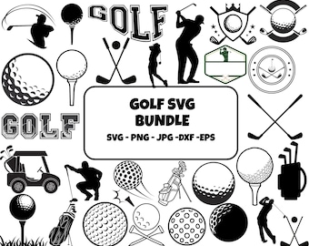 Paquete SVG de golf: archivos de corte de monograma, palo y bola (descarga digital)