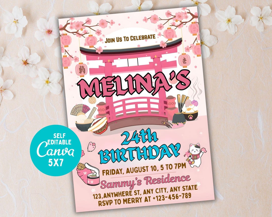 Japan Invite Japanese Themed Birthday Invitation, Editable Hibachi Party Invite ...