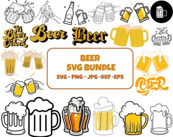 Beer SVG Clipart Bundle: Craft Beer, Mugs, Bottles (Digital Download)