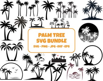 Palm Tree SVG Bundle: Beach & Sun Clipart (Instant Download)