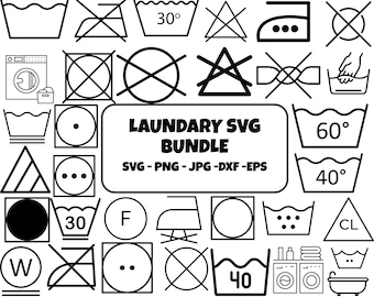 Wäsche Symbole SVG Bundle: Anleitung & Icon Grafiken (Digitaler Download)