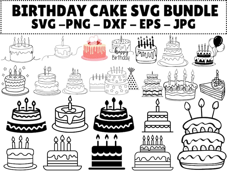 Happy Birthday Cake SVG: Cricut, Silhouette, Clipart (digital Download ...