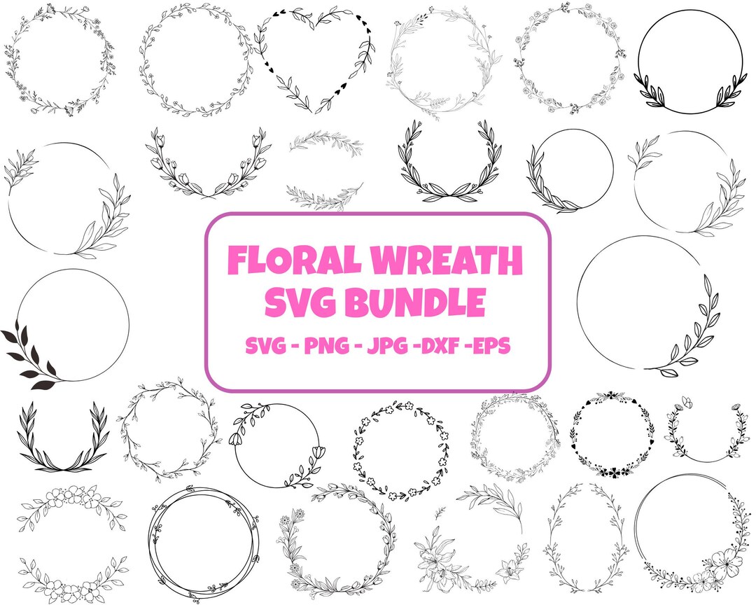 Floral Wreath SVG Bundle: Wedding Circle Frame (digital Download) - Etsy