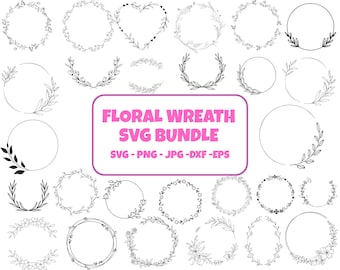 Floral Wreath SVG Bundle: Wedding Circle Frame (Digital Download)