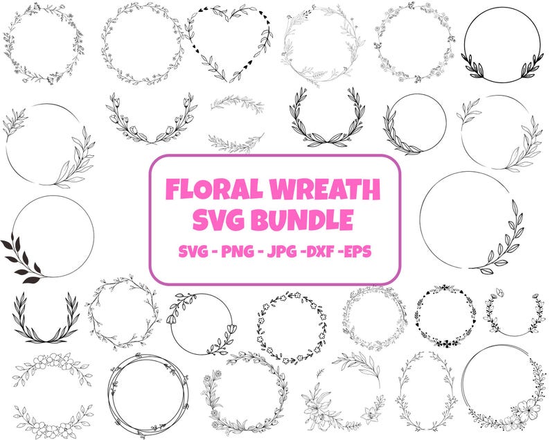 Floral Wreath SVG Bundle: Wedding Circle Frame (digital Download) - Etsy