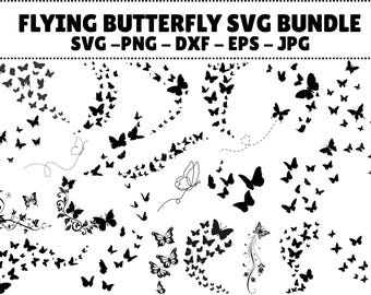 Paquete SVG de mariposas voladoras: archivos de corte en capas (25 diseños)