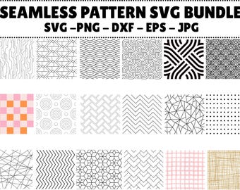 Geometric Seamless Pattern SVG Bundle, Lines Clipart (Digital Download)