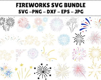 Fireworks Svg Bundle, New Year Firework Svg, Fireworks Silhouette Svg, 4th Of July Png Svg Fireworks, Happy New Year, Cut Files for Cricut