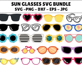 Sunglasses SVG Bundle, Glasses Clipart, Cut Files (Digital Download)