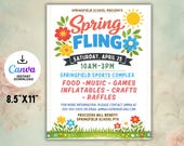 DIY Spring Fling Flyer Template: Editable School Festival Poster (Canva, Digital Download)