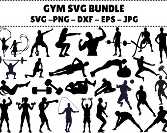 Sportschooltraining SVG-bundel, fitness-clipart (digitale download)