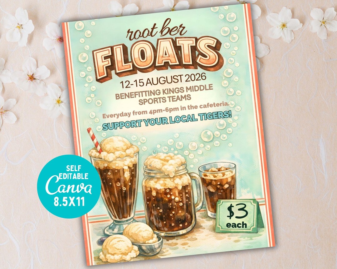 Editable Root Beer Float Fundraiser Flyer Template (8.5x11 Inches) - Etsy