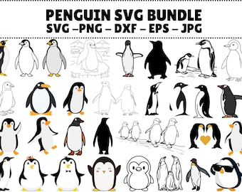 Pinguïn SVG-bundel, clipart, gesneden bestanden (digitale download)
