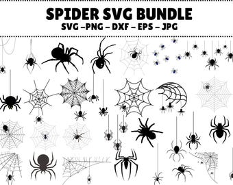 Spider SVG Bundle: Halloween Spider Clipart, Bugs Silhouette (Digital Download)