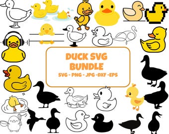 Rubber Duck SVG Bundle: Yellow Duck Clipart, Cut File (Digital Download)