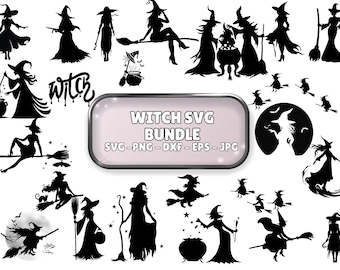Witch SVG Bundle: Halloween Clipart, Witch Silhouette (Instant Download)