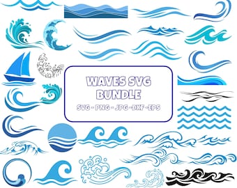 Ocean Wave SVG Bundle, Summer Clip Art (Digital Download)