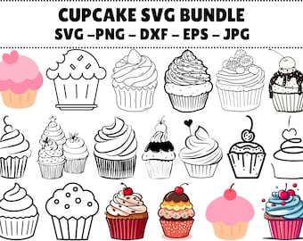 Cupcake SVG Bundle, Clipart Cut Files (Digital Download)