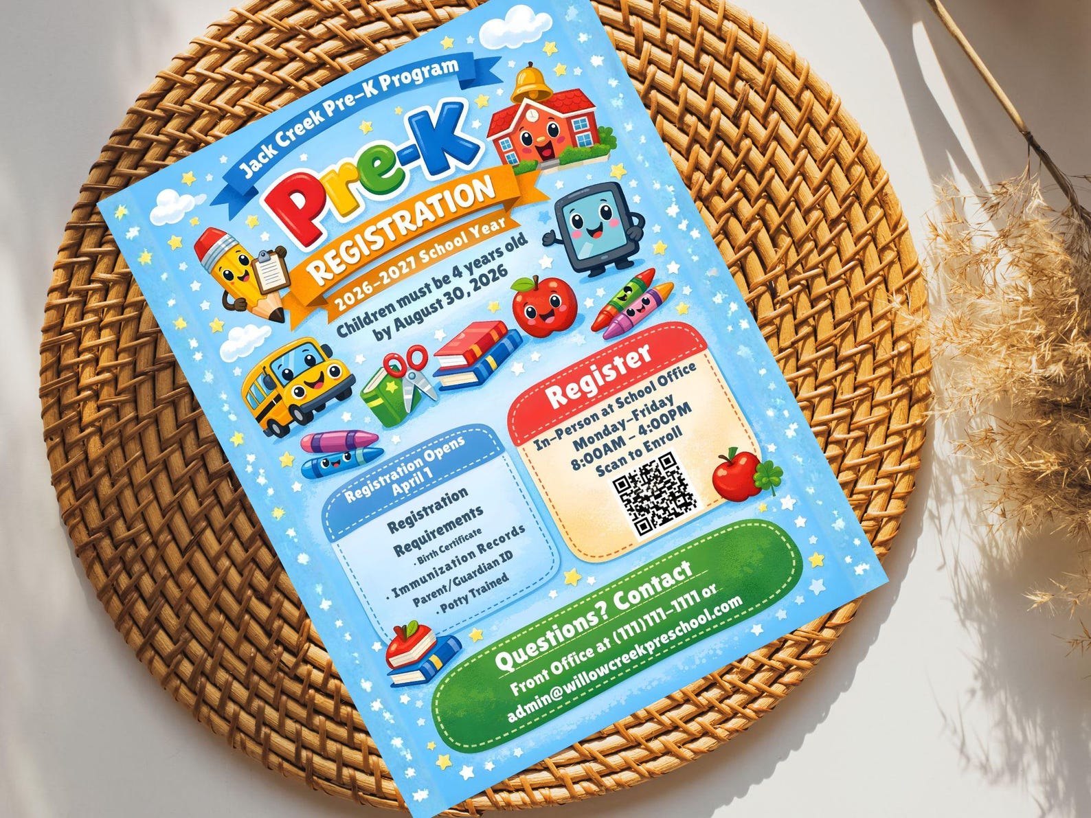 Editable Pre-k Registration Flyer Template | Preschool Enrollment ...