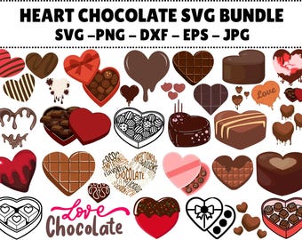Paquete SVG de corazones de chocolate, gráficos de San Valentín (descarga digital)