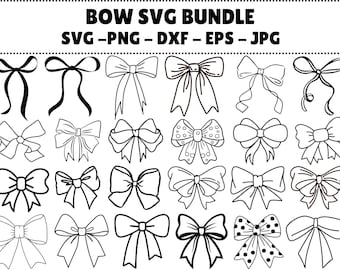 Black Bow SVG Bundle, Ribbon Bow Clipart (Digital Download)