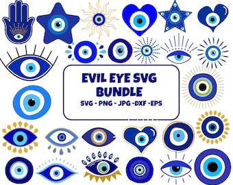 Evil Eye SVG Bundle: Ojo Turco, Hamsa, Clipart (Digital Download)