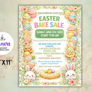 Editable Easter Bake Flyer | Community Event Fundraiser (8.5x11 Inches)