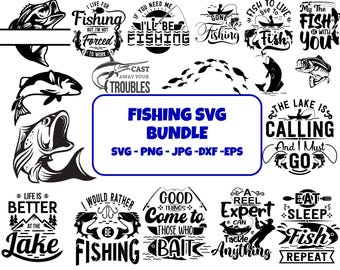 Fishing SVG Cut File Bundle: Fisherman & Bass Designs (Digital Download)