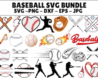 Baseball SVG Bundle, Softball Clipart (Digital Download)