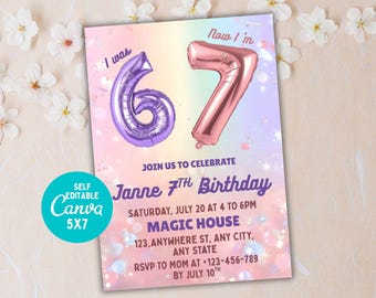 6-7 Birthday Invitation for Girls, Editable Meme Trending Six Seven Party Invite, Bruh, Girl Birthday, Kids Birthday Digital Invite