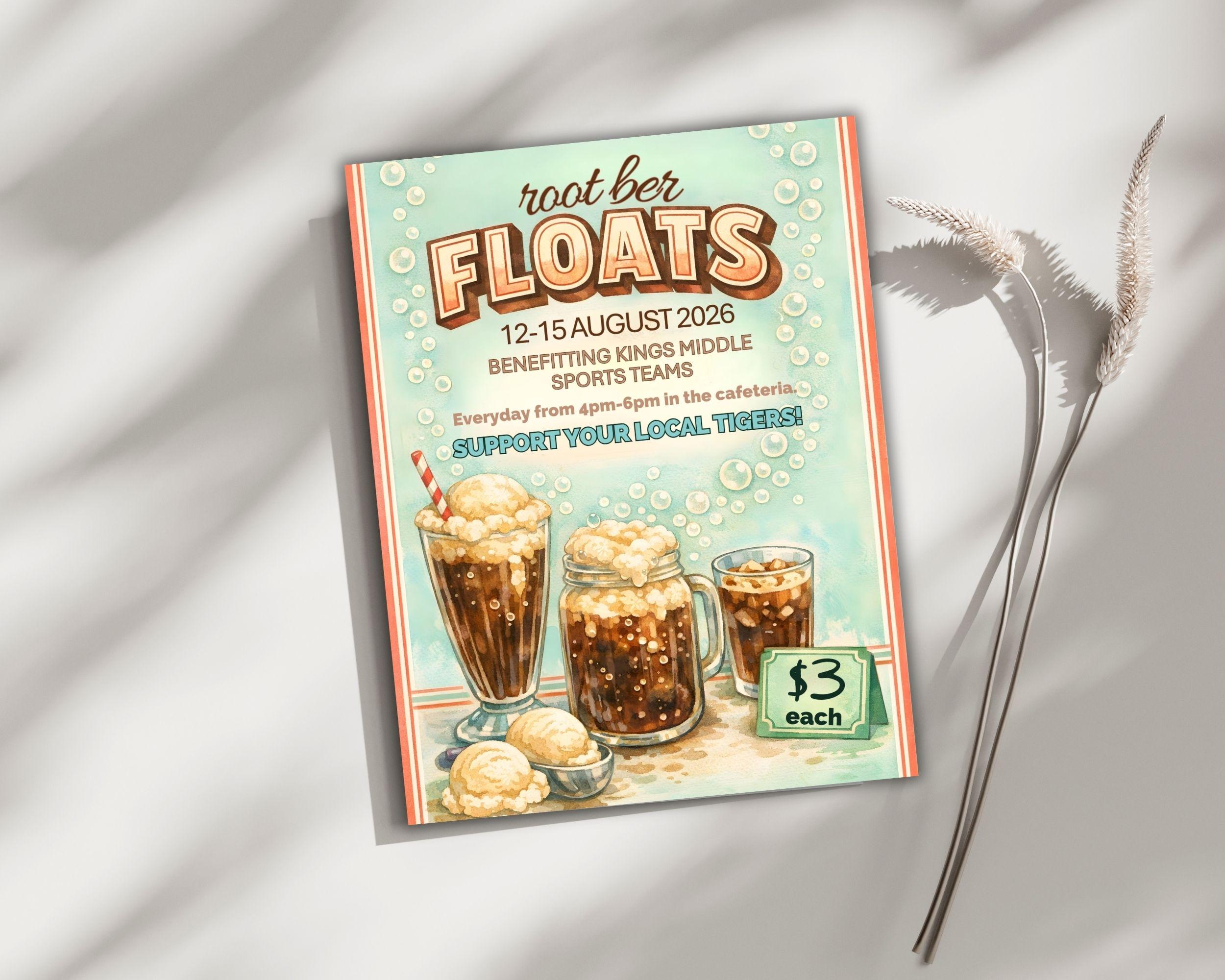 Editable Root Beer Float Fundraiser Flyer Template (8.5x11 Inches) - Etsy