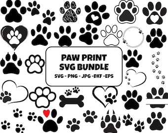 Pet Paw Print SVG Bundle: Cricut, Dog & Cat Paw Silhouette (Digital Download)