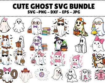 Halloween-Geist SVG-Bundle | Kawaii Clipart als digitaler Download