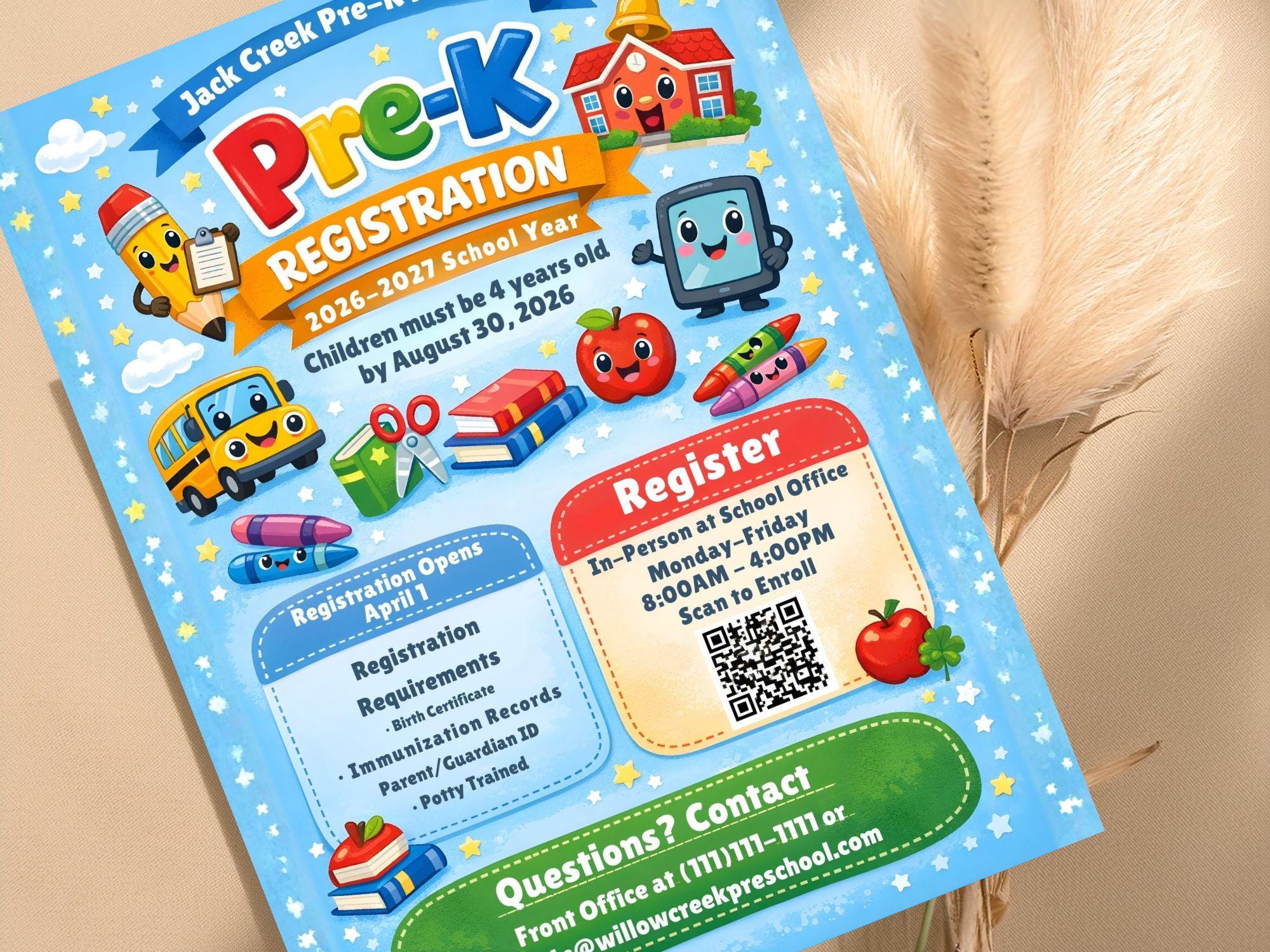 Editable Pre-k Registration Flyer Template | Preschool Enrollment ...