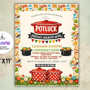 Redigerbar knytkalasinbjudningsmall: DIY-lunchflyer (digital nedladdning)