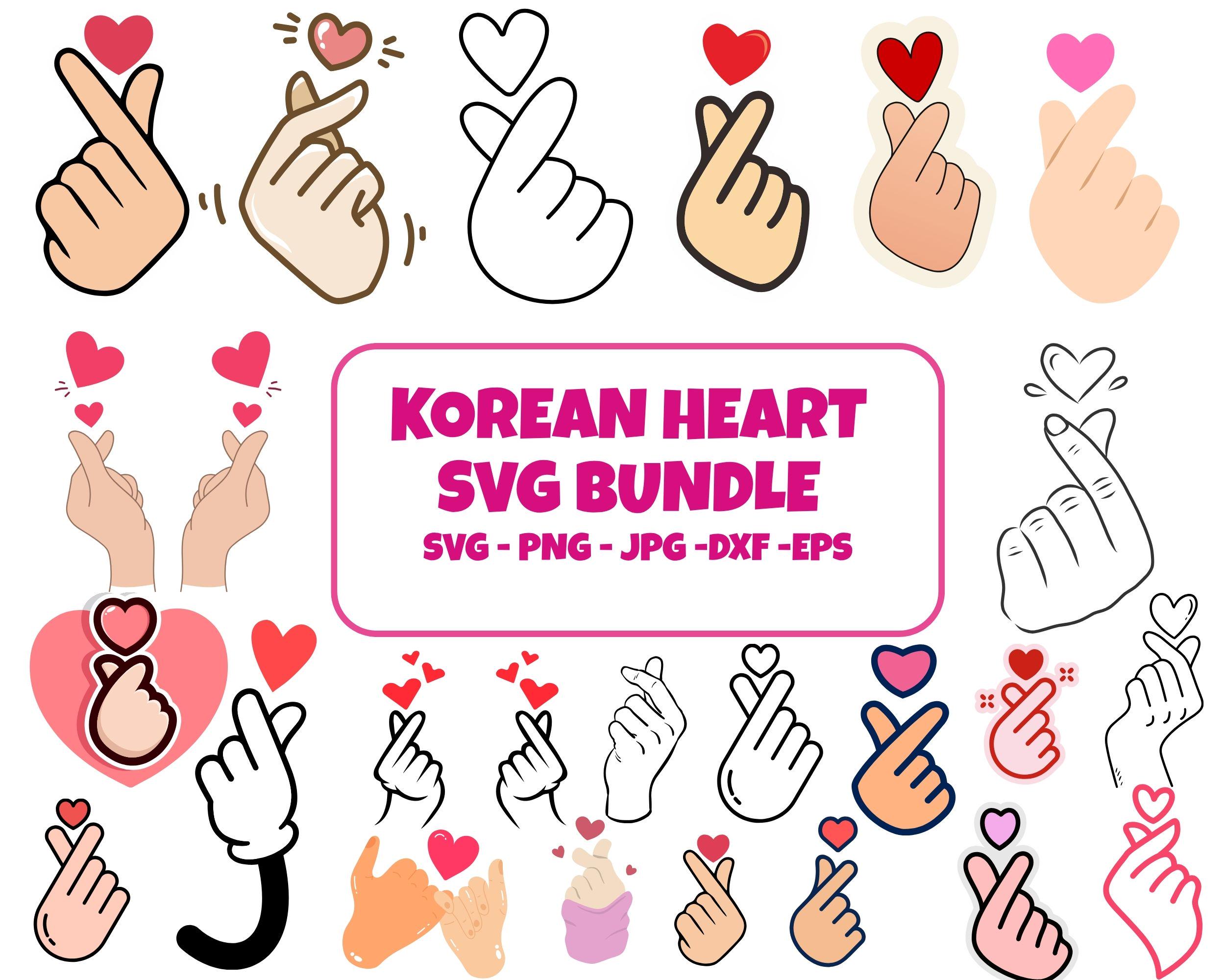 Korean Finger Heart SVG Bundle: Love Sign Cut File (digital
