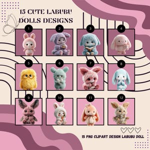 15 Labubu Designs Svg, Labubu Png, Labubuu Sublimation, T Shirt Design, Monster Characters, Svg Cut Files, Instant Download