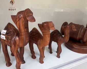 Handmade Camel Figurine Set of 3: Elegant Home Decor