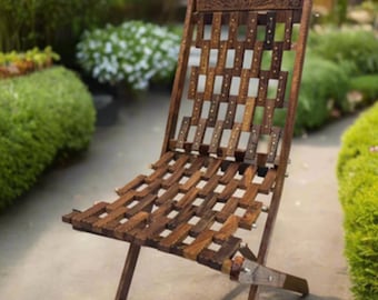 Handcrafted Wooden Foldable Chair: Rustic Home & Outdoor Seating