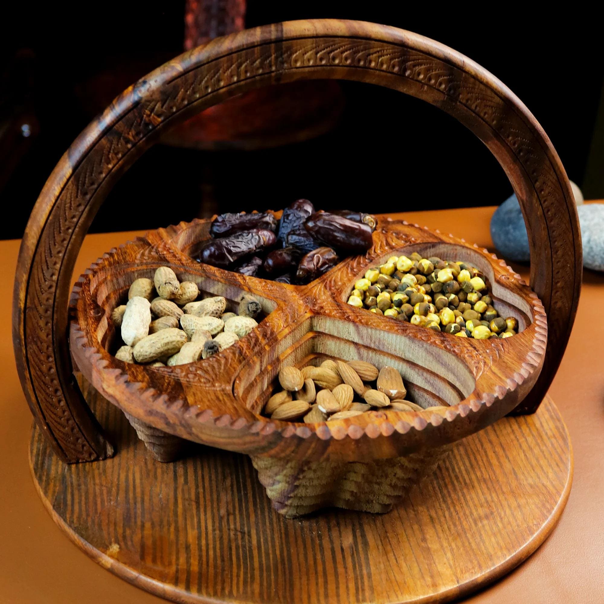 【未使用品】BoConcept tray プレート オブジェ Handmade Rosewood Foldable Serving Basket: Rustic Home Decor Tray