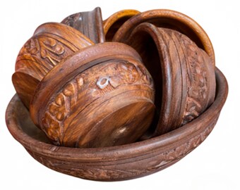 Handcrafted Wooden Bowl Set: Rustic Kitchen & Dining Decor