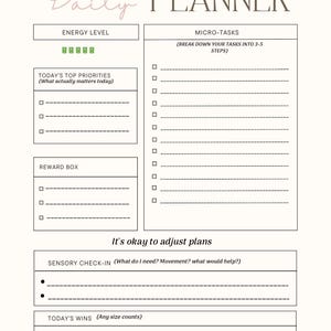 PDF imprimable de l'agenda pour le dysfonctionnement exécutif - Non daté, quotidien hebdomadaire pour se concentrer et submerger image 3