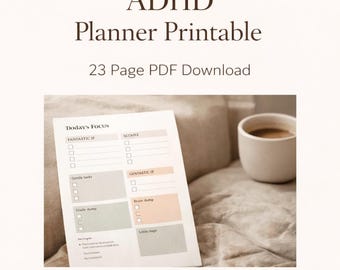 Planificateur PDF imprimable pour le TDAH - Hebdomadaire quotidien non daté pour l'épuisement professionnel et les dysfonctionnements exécutifs