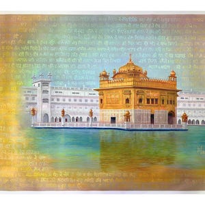 Golden Temple Print on Canvas, Harmandir Sahib, Gurudwara, Sikh Art, Indian Art, Indian decor, Wedding Gift, Amritsar Wall Art, Punjab Print