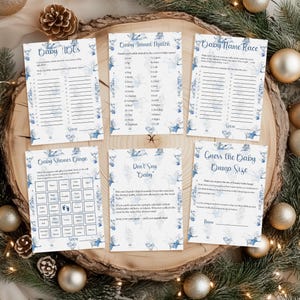 Szablon zimowego pakietu gier na baby shower Szablon gier na baby shower do edycji szablonów gier na baby shower