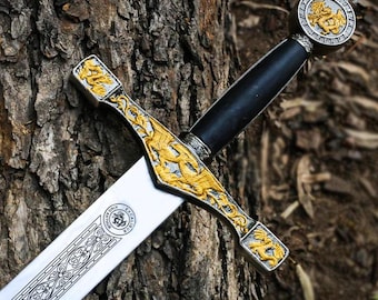 Handmade Excalibur Display Sword – King Arthur Inspired Decorative Collectible with Leather Sheath