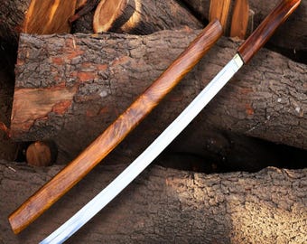 Hand-Forged Tanto Shirasaya Display Piece – Japanese Style Decorative Ninja Sword with Wooden Scabbard