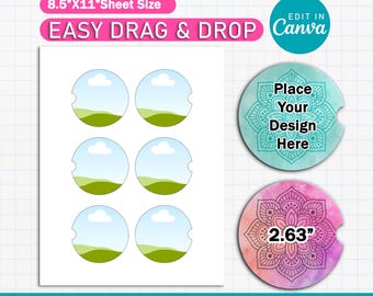 2.63" Car Coaster Template Svg, Blank Car Cup Coaster Template, Car Coaster Sublimation, Geode Car Coaster, Car Coaster, png, Canva Editable