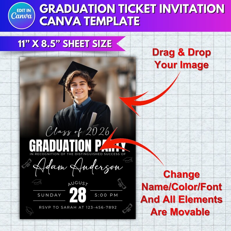Graduation Ticket Request 2x Graduation Ticket Invitation Bundle | Class of 2026